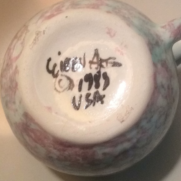 Artisan Handmade Ceramic Cup & Saucer – Blue, Rose & Cream - Picture 2 of 8